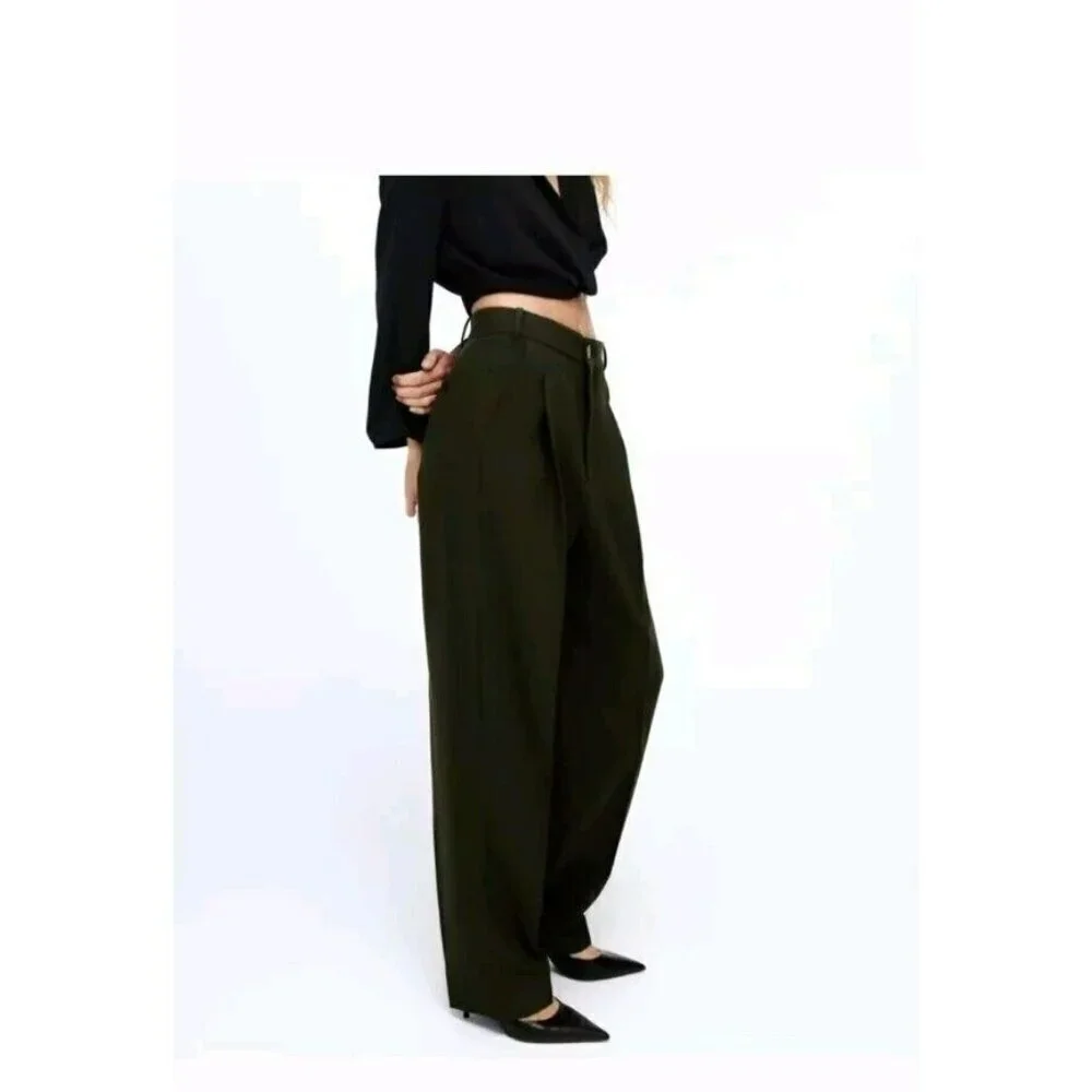 ZARA WOMAN NWT FW21 GREEN MID-RISE PANTS ALL SIZES 2761/266 13.5